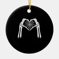 Skeleton Hands Cobweb Heart (White) Classic Ceramic Ornament
