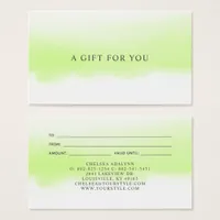 Ombre Green Watercolor Minimalist Luxury Gift Card