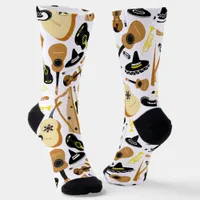 Mariachi Band Instruments Patterned Socks