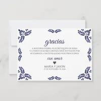 Talavera Blue Floral Minimalist Spanish Wedding Thank You Card