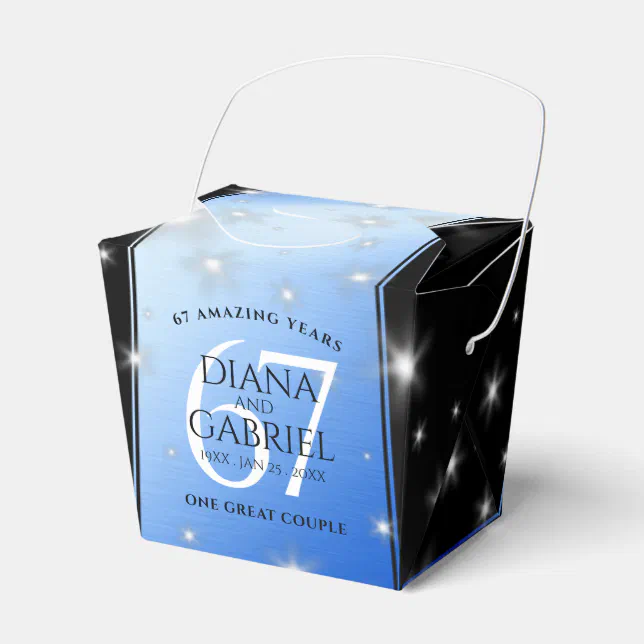 Elegant 67th Star Sapphire Wedding Anniversary Favor Boxes