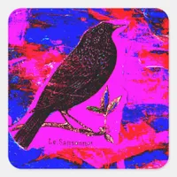 Blackbird Mixed Media Digital Art Square Sticker