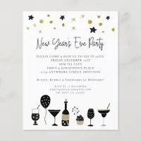 PAPER | Cocktails Gold Black New Years Eve Invite