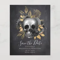 Chalkboard Skull Gold Halloween Save the Date