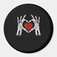 Skeleton Hands Form A Heart With Red Heart Bright  Magnet