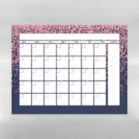 Navy Blue Blush Pink Glitter Monthly Calendar Magnetic Dry Erase Sheet