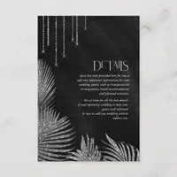 Jewel Palm Leaf Wedding Details Silver ID830 Enclosure Card