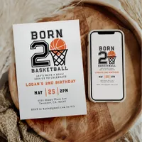 Born 2 Basketball | Sports  Boy's 2nd Birthday Invitation