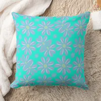 Blue Flower Floral Pattern - Throw Pillow