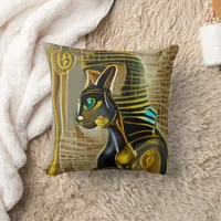 Ancient Egyptian Cat Goddess Bastet AI Art Throw Pillow