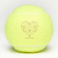 Trendy Faux Rose Gold Geometric Heart Marble Tennis Balls