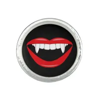 Vampire Girl Fangs and Red Lips Goth Ring