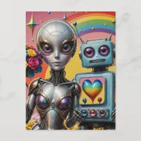 Robots in Love LGBTQ Postcard