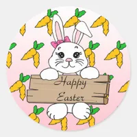 Happy Easter, Easter Bunny Button Classic Round Sticker