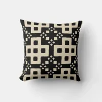 Modern Black & Beige Geometric Pattern Throw Pillow