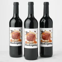 Happy Thanksgiving Typography Wine Label