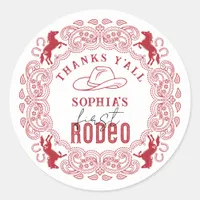 Red First Rodeo Birthday Favor Sticker – Western C