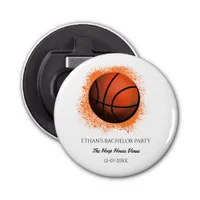 Orange white basketball player bachelor / birthday bottle opener