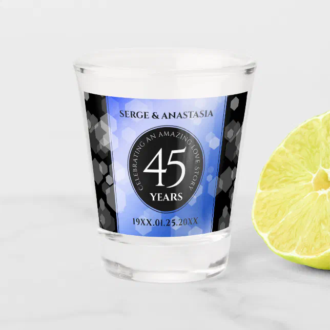 Elegant 45th Sapphire Wedding Anniversary Shot Glass