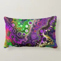 Purple, Lime Green, Black Fluid Art   Lumbar Pillow