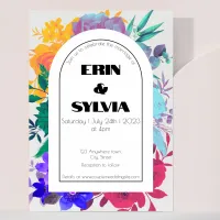 Bright Rainbow Floral Wedding Invitation