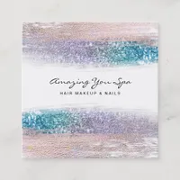 *~* Gold Glam Rainbow Glitter ExcitingLuxe  Square Square Business Card