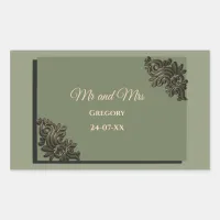 Luxury Modern Sage green & gold faux metallic Rectangular Sticker