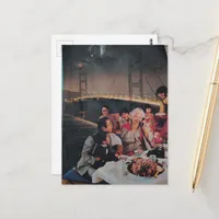 A Vintage Family Scenic Dinner at the Bridge  Postcard