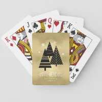 Christmas Trees and Snowflakes Gold ID863 Poker Cards