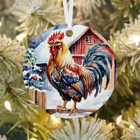 Cute Festive Chicken Christmas Personalized Metal Ornament