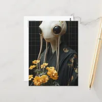 Alien with Yellow Flowers Postcard
