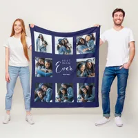 Mother photo collage navy blue fleece blanket