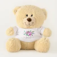 Ultra Violet Baby Shower Watercolor Floral Teddy Bear