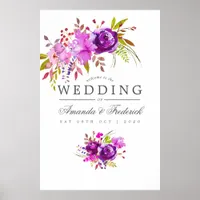 Purple and Violet Watercolor Wedding Welcome Poster