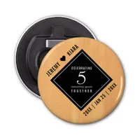 Elegant 5th Wood Wedding Anniversary Celebration Bottle Opener