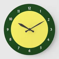 Green Trim White Number Clock Face Modern Clock