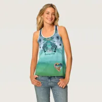 Blue Green Floral desing with bunny