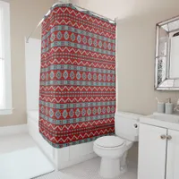 Southwest Mesas Turquoise & Red Shower Curtain