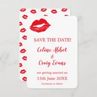 Red and White Sexy Lips Fun Wedding Save The Date