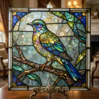 Faux Stained Glass Colorful Bird Mosaic Nature Art Ceramic Tile