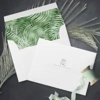 Lush Palm Leaf Wedding Pattern Moss Green ID956 Envelope