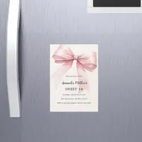 Pink bow cream elegant SWEET 16 luxury Magnetic Invitation