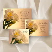 White Double Daffodils Spring Wedding Invitation Stationery Collection