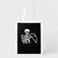 Skeleton Heart Hands Sign Halloween Costume Trendi Grocery Bag