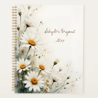 White Daisy Floral Spiral-bound Summer Botanical Planner