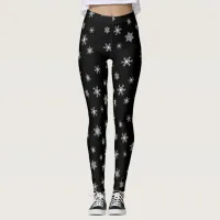 Black and White Snowflake Holiday Winter Christmas Leggings