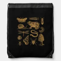 Frog Mushroom Moth Vintage Lover Goblincore Aesthe Drawstring Bag