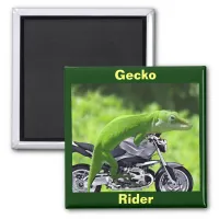 Green Hawaiian Gecko Rider Magnet