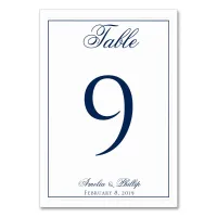 Elegant Navy Blue and White Wedding Table Numbers