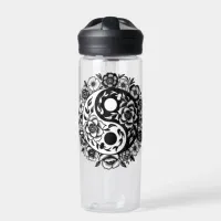 Pretty Black and White Floral Yin Yang Personalize Water Bottle